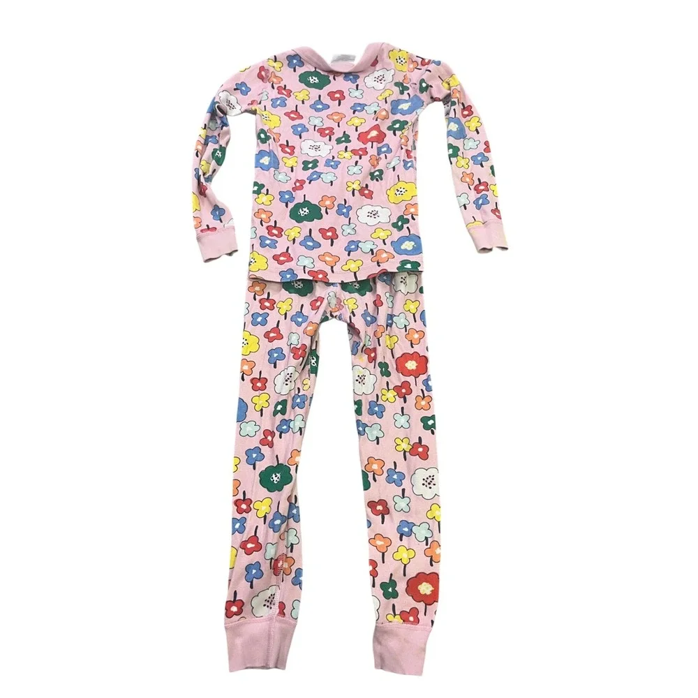 Hanna Andersson Girls Size 5‎ 110cm Organic Cotton Floral Pajama Set Pink Flower
